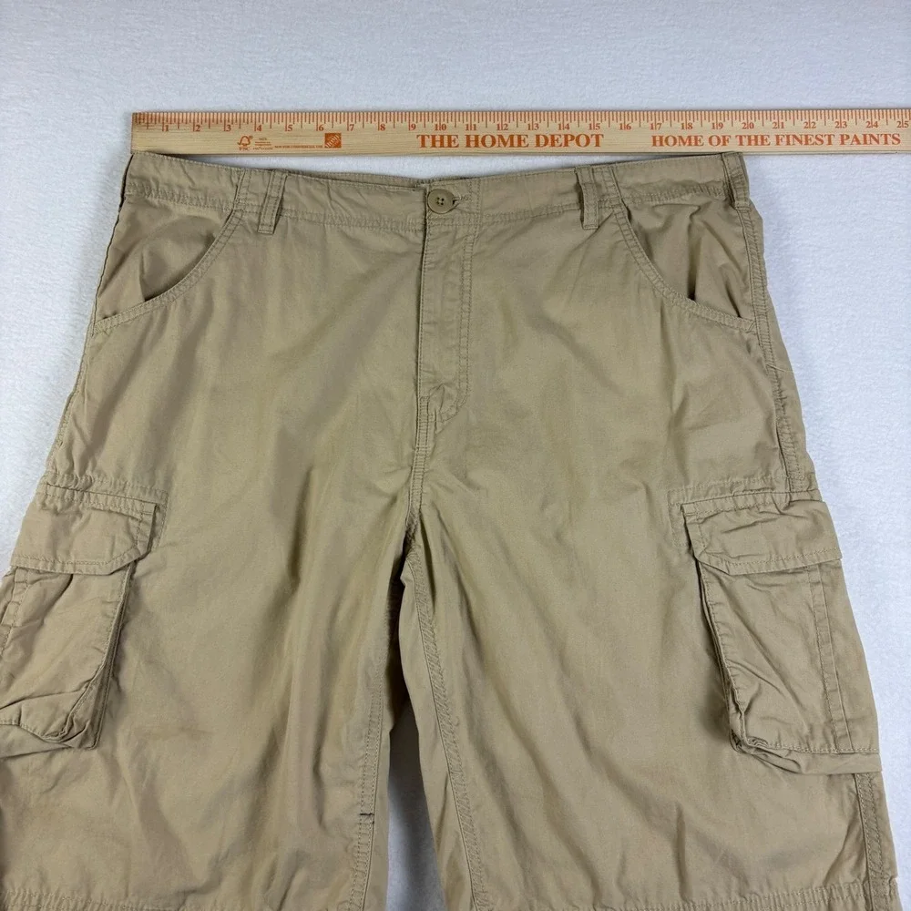 Mens Tan Cotton Twill‎ Cargo Shorts Casual Outdoor Utility Khaki Size 40